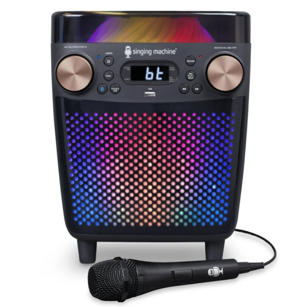 New Karaoke Singing Machine Portable Bluetooth Speaker Microphone Light Show Pa